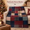 thumbnail image 6 of ZENVIVE 39x59" Christmas Quilted Throw Blanket Vintage Patchwork, Flannel Red Blue Plaid Blanket for Sofa, Bed, Home Decor, Soft Warm Gift for Family, 6 of 7