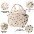 thumbnail image 4 of Surpdew Corduroy Lunch Bag For Women Men Cute Lunch Tote Bags Reusable Insulated Soft Leakproof Large Lunch Box Large Capacity Reusable Insulated Cooler For Work/Picnic/Travel Beige-Heart, 4 of 8