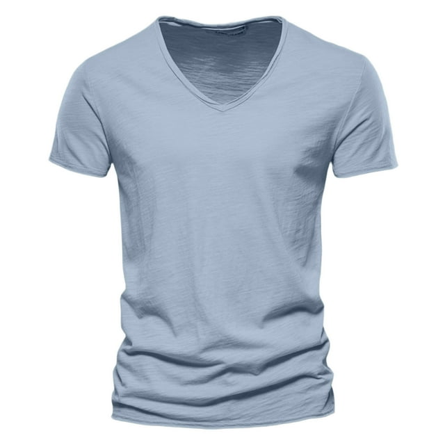 Men's Casual V Neck T Shirts Loose Fit Comfortable Stretchy Pure Color Summer Tee For Daily Wear With Shorts