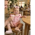 thumbnail image 5 of BemeyourBBs Baby Girls Summer Clothes Cotton Strawberry Outfits Bubble Romper Strawberry Embroidery Flying Sleeve Round Neck Bodysuit Playsuit and Headband Set, 5 of 9