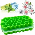 thumbnail image 2 of Ice Cube Tray, Wattne 2 Pack Ice Trays, BPA Free, Flexible, Stackable Ice Cube Tray with Lids, Silicone ice trays for Whiskey and Cocktail (Green), 2 of 2