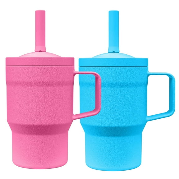 Re-Play 10 oz Toddler Tumbler 2-Pack  No-Spill Straw Cups, Dishwasher Safe, Pink/Sky Blue