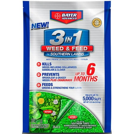 Bayer Advanced 3-in-1 Weed and Feed for Southern Lawns, 12.5-lb Granules