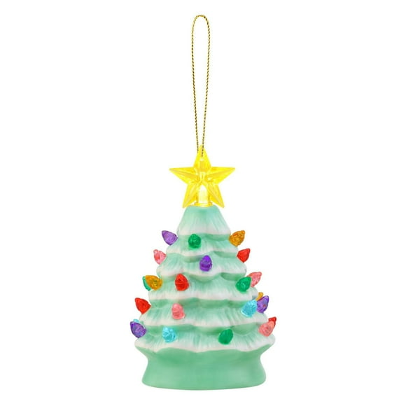 Ornement d'arbre allumé en céramique nostalgique Mr. Christmas de 5 po, vert écume de mer