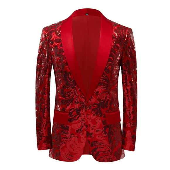 toraway Suit for Men Wedding Guest Male Prom Party Suit Solid Color Fashion Sequin Slim Fit Long Sleeve Youth Lapel Casual XL