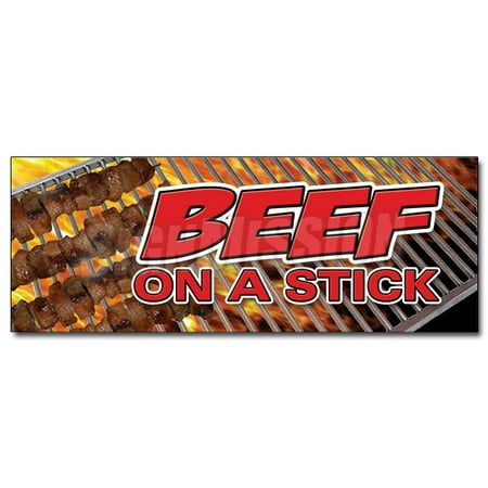 BEEF ON A STICK DECAL sticker food vendor steak grill bbq meat