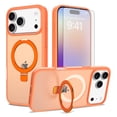 thumbnail image 1 of Asuwish Phone Case for iPhone 17 Pro 6.3 inch Tempered Glass Screen Protector Magnetic Folding Stand Frosted Translucent Rugged Shockproof Protective Cell Cover i Phone17 i17 17Pro Women Men Orange, 1 of 7