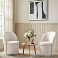 thumbnail image 5 of Kidol & Shellder Swivel Dining Chair with Solid Wood Frame Boucle Accent Chair with Back, Vanity Chair for Dressing Room, Comfy Living Room Seating, Easy Assembly, White 2PCS, 5 of 15