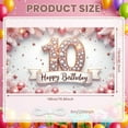thumbnail image 2 of Studded 10th Birthday Banner Pink Sparkling Happy Birthday Display Golden Border Ribbon Accent Decor Backdrop for 10th Birthday Party Girls' Birthday Celebration Indoor Party Decoration, 2 of 9