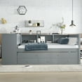 thumbnail image 3 of Newest Multifunctional Full Size Storage Daybed with Trundle, Drawers, Shelves and Desk, Space-Saving Pine Wood Frame, Grey, 3 of 18