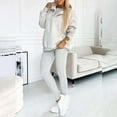 thumbnail image 4 of CILENON Womens Lounge Sets 2 Piece Outfits 3Pcs Women's Sports Suit Loose Hooded Pockets Sweatshirt And Vest And Slim Trousers Womens Casual Outfits Clothing Set for Women Athletic Wear Women(Gray,L), 4 of 6