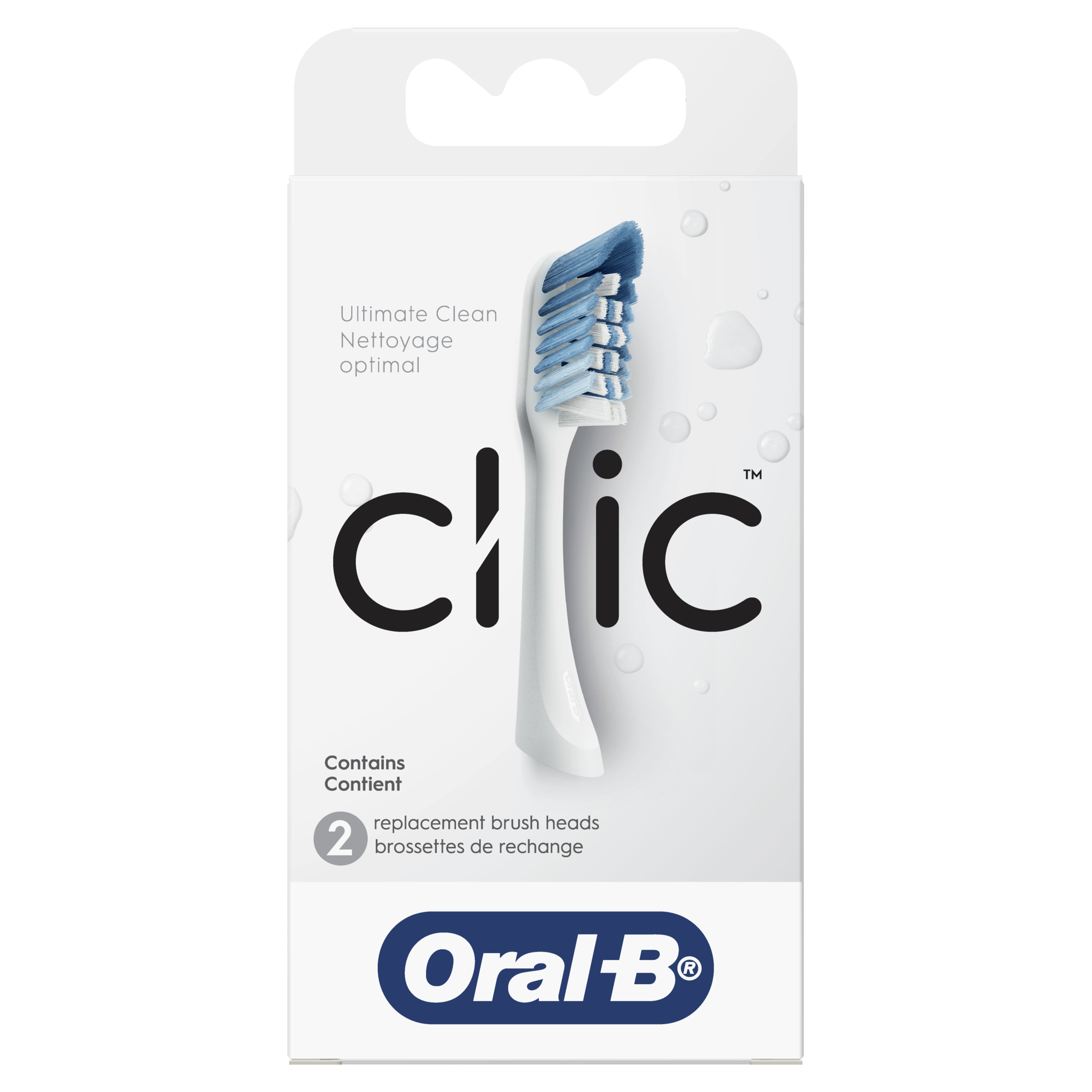 OralB Clic Toothbrush Replacement Brush Heads, White, 2 Count