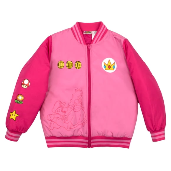 Chaqueta bomber Nintendo Super Mario para niñas, talla 6/6X, rosa
