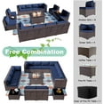 thumbnail image 7 of Gotland 15 Pieces Outdoor Patio Furniture Set with Propane Fire Pit Table Outdoor Sectional Sofa Sets Patio Furniture 43" Gas Fire Pit PE Rattan Patio Conversation Set (Navy Blue), 7 of 7