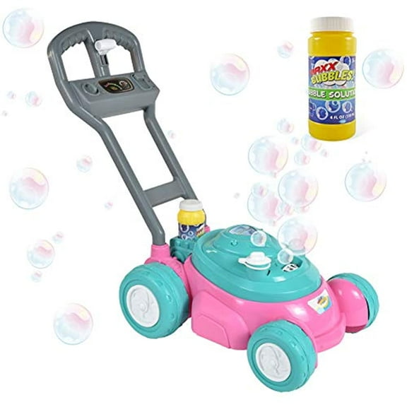 Sunny Days Entertainment Bubble N Go Toy Lawn Mower with Refill Solution Pink Bubble Blowing Toy Maxx Bubbles