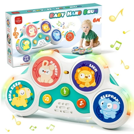 Kids Drum Set Toys for 1 Year Old Drum Sets for Kids 1 to 4 Animal Drum Set with Light & Music Montessori Toy for 1 Year Old Boys Girls Learning Educational Developmental Baby Toys 12-18 Mouth