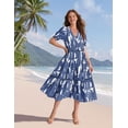 thumbnail image 2 of Vestido midi YESNO de verano con estampado floral, cuello en V, manga abullonada, 2XL, para mujer, 2 of 5