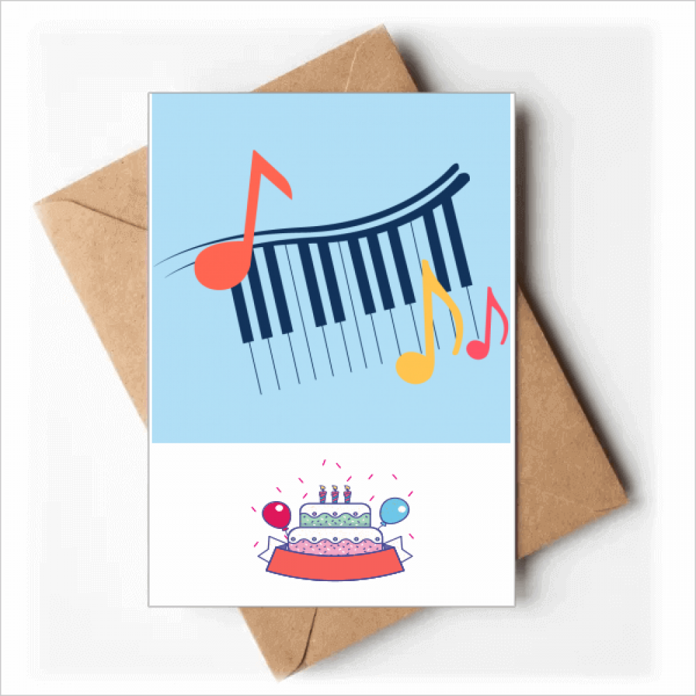 Piano Bight Musical Notation Happy Birthday Greeting Cards Envelopes
