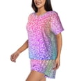 thumbnail image 2 of Picia Colorful Glitters Pajamas Sets for Women Soft Short-Sleeved Pjs with Lounge Shorts Two Piece Sleepwear-Large, 2 of 9