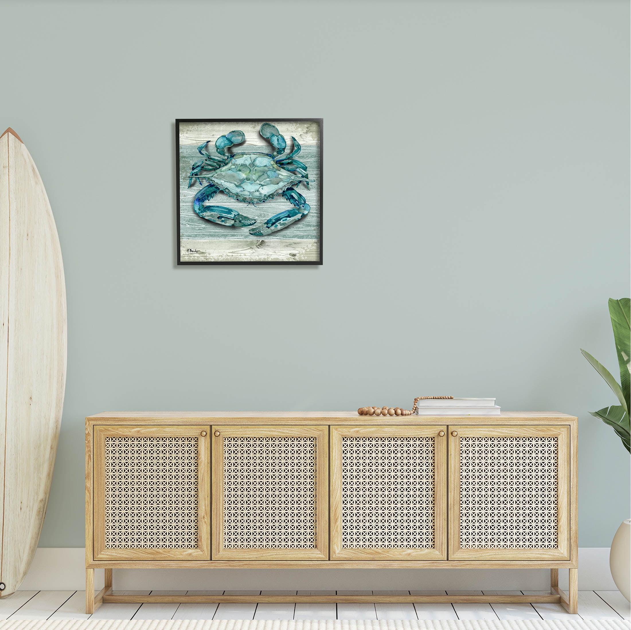 Stupell Industries Northpoint Sealife Rustic Crab Graphic Art Black Framed Art Print Wall Art, Design by Paul Brent