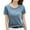 Blue, variant on Lixiuxyad Woman Tee Women's Striped Retro Top Korean Style Full Loose Round Neck Short Sleeve Design Sense Color Contrast T Shirt