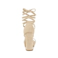 thumbnail image 4 of BLISSFUL STEP Women's Clear Strap Platform Lace up Block Heel Sandals Beige 10, 4 of 8