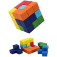thumbnail image 1 of Rompecabezas de madera, rompecabezas 3D Tetris Tangram con 7 cubos de colores, juego de rompecabezas para niños y adultos, 1 of 7