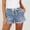 Blue, variant on Women’s Drawstring Elastic Waist Denim Cuffed Shorts, 5"Inseam Gray,Size S-2XL