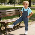 thumbnail image 6 of ATOGUTA Boys Summer Outfits Denim Overalls and Short Sleeve T-shirts with Socks Kids Girls Clothes Size 3T-12, Light Blue, 6 of 8