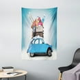 thumbnail image 1 of Winter Tapestry, Traveling Themed Snowy Image Ski Baggage Items Blue Vintage Car Holiday Photograph, Wall Hanging for Bedroom Living Room Dorm Decor, 40W X 60L Inches, Multicolor, by Ambesonne, 1 of 2