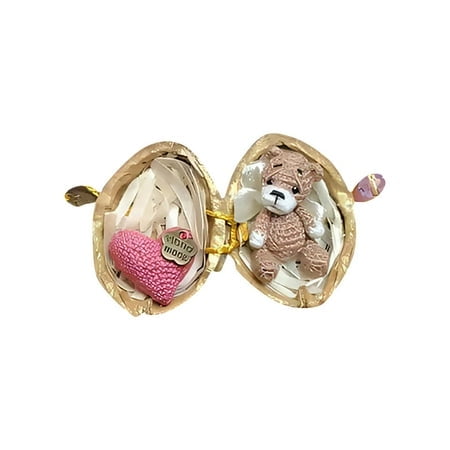 Handmade Walnut Animal Figurines Miniature Rabbit And Bear With Movable Parts For Collectors Home And Giving Christmas Ornament Exchange Christmas Keepsake Ornament Big Christmas Ornament Vintage