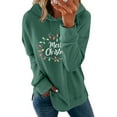 thumbnail image 6 of ClodeEU Christmas Sweatshirt for Women ,Long Sleeve Hoodie With Pocket,Xmas Holiday Party Pullover Sweater Tops Green 06,Womens Plus XXXL, 6 of 6