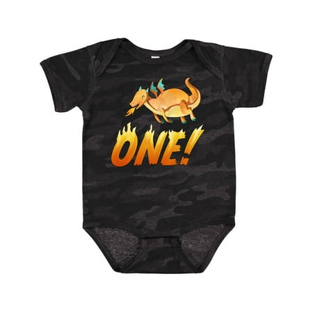 

Inktastic First Birthday Orange Dragon Breathing Fire Gift Baby Boy or Baby Girl Bodysuit