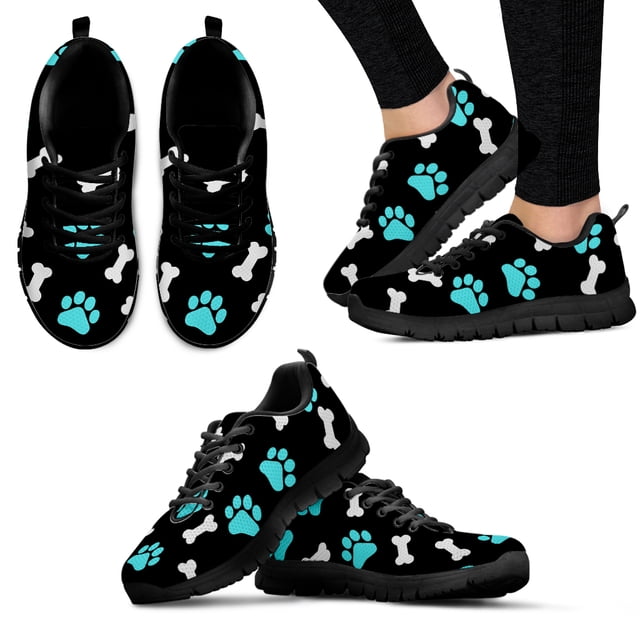 Zapatos de exterior ligeros con estampado de pata de perro y dibujos animados, cómodos y transpirables, color negro, para verano