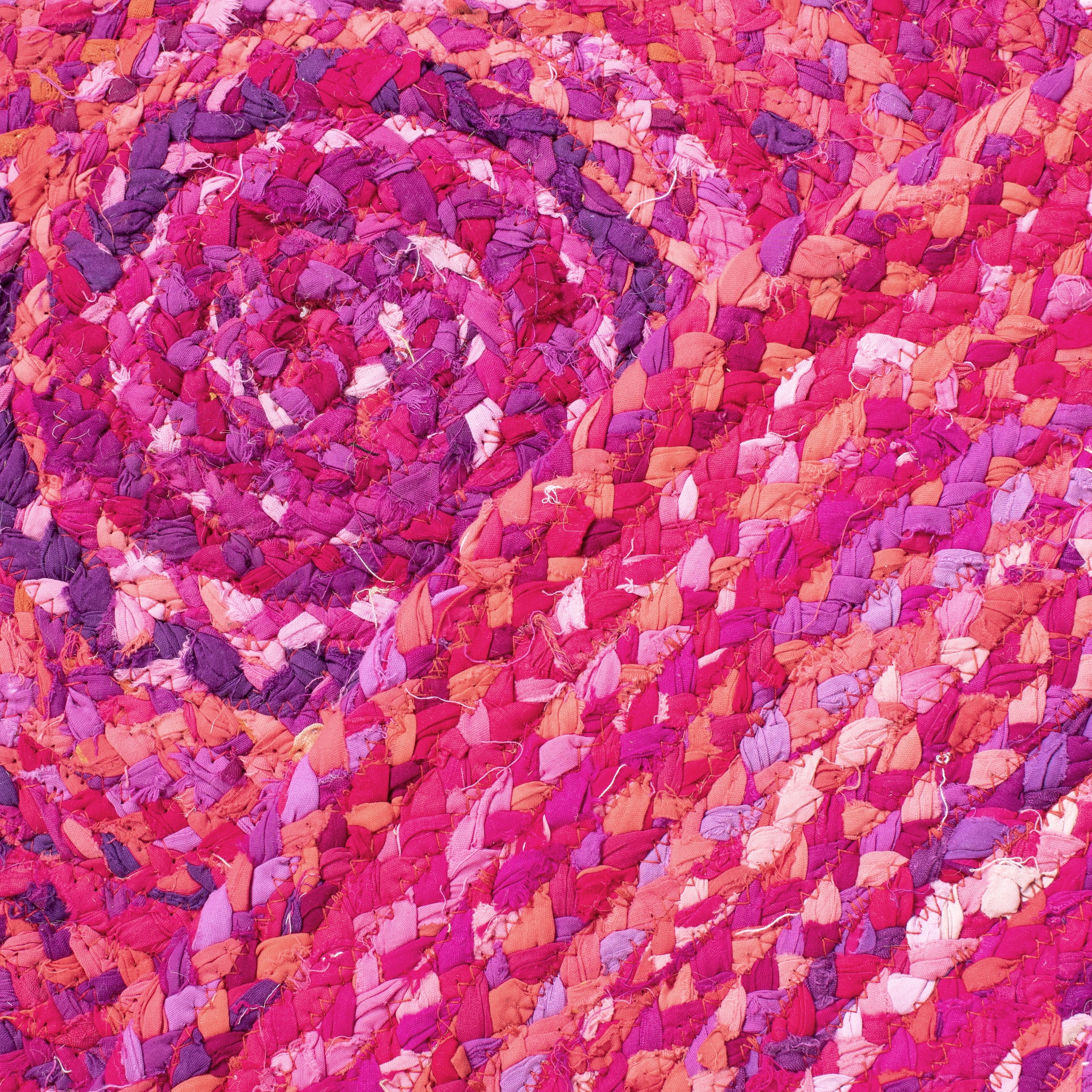 SAFAVIEH Braided Calvin Transitional Cotton Reversible Area Rug, Pink/Fuchsia, 3' x 3' Round