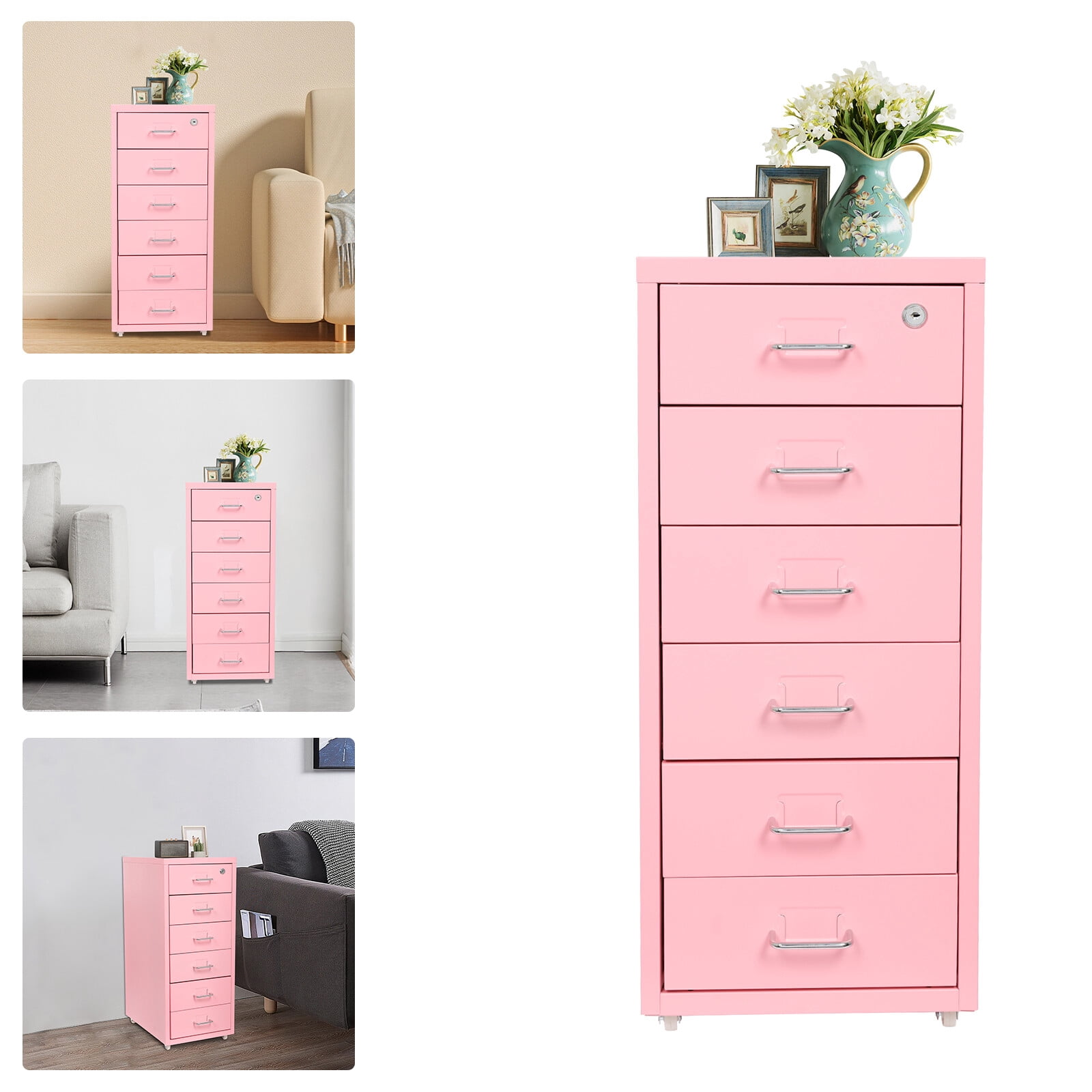 6-layer Vertical File Cabinet, Metal File Cabinet with Lock, Filing Cabinet