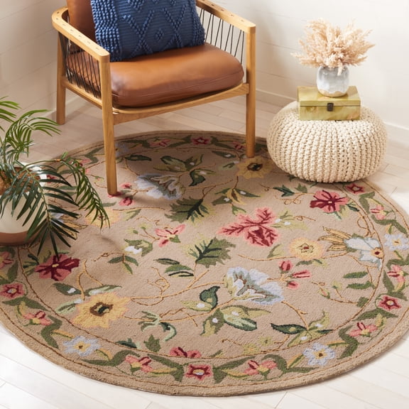 Safavieh Chelsea Gisselle Bordered Wool Area Rug, Beige, 3' x 3' Round