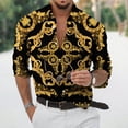 thumbnail image 3 of Camisa de manga larga informal con cuello vuelto y estampado de estilo lujoso para hombre, ropa de calle de moda, tops de tendencia, ropa para hombre, 3 of 5