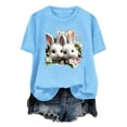 thumbnail image 4 of Tops de Cuello Alto para las Mujeres Amante Impreso Camiseta Cuello Redondo Manga Corta, Poliéster Spandex, 4 of 7