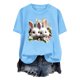 thumbnail image 5 of Tops de Cuello Alto para las Mujeres Amante Impreso Camiseta Cuello Redondo Manga Corta, Poliéster Spandex, 5 of 7
