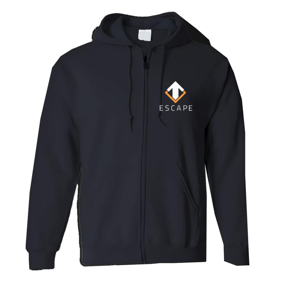 Escape Gaming Escape Black Zip Up Men s Hoodie XX Large
