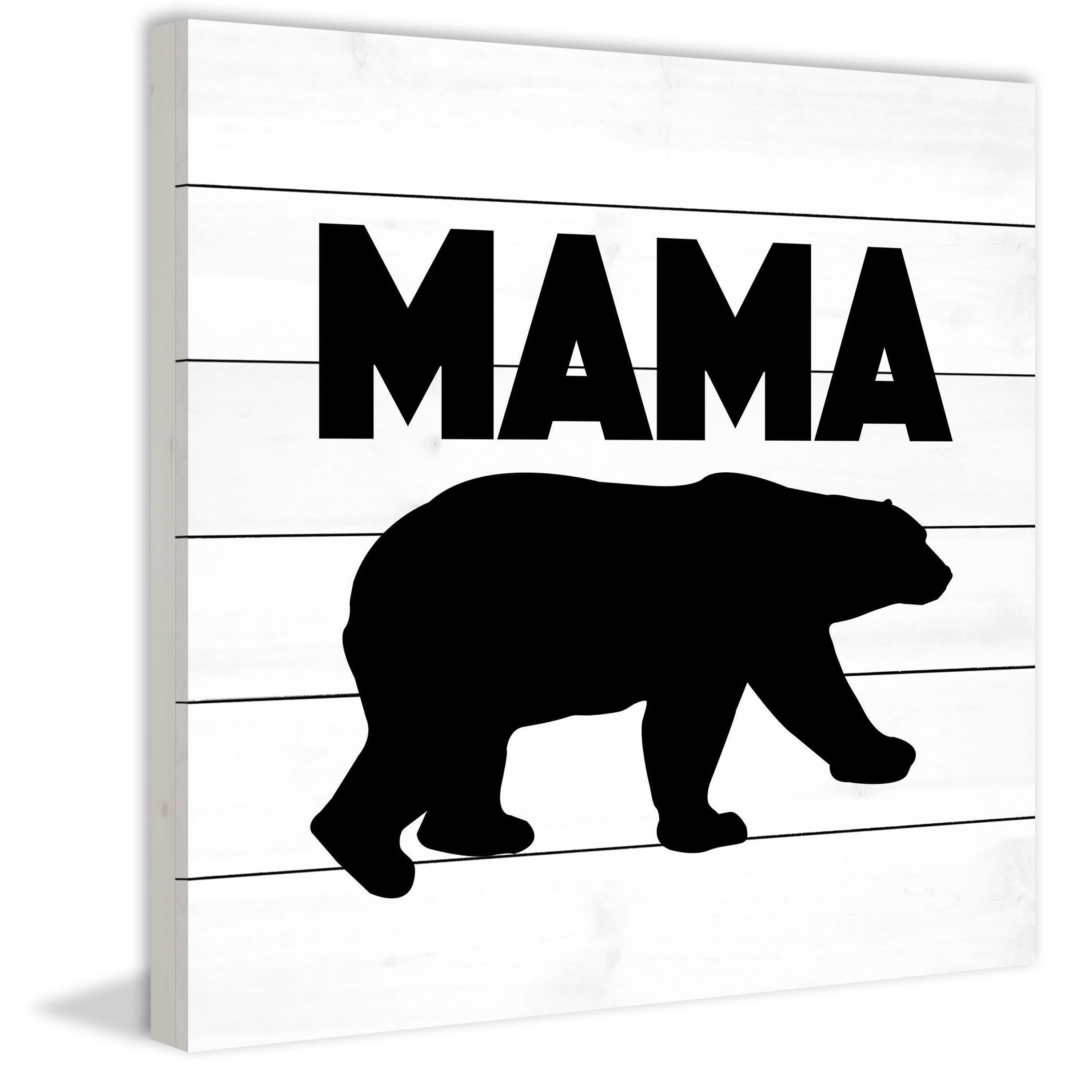 Marmont Hill "Mama Bear Black" By Diana Alcala Painting Art Print On White Wood, 40.0" x 1.5"