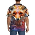 thumbnail image 3 of Pofeuu Color Splash Fox Portrait Print Mens Casual Short Sleeve Shirts Beach Summer Spread Collar Pocket Tops Men's Casual Short-sleeved Shirt-XX-Large, 3 of 5