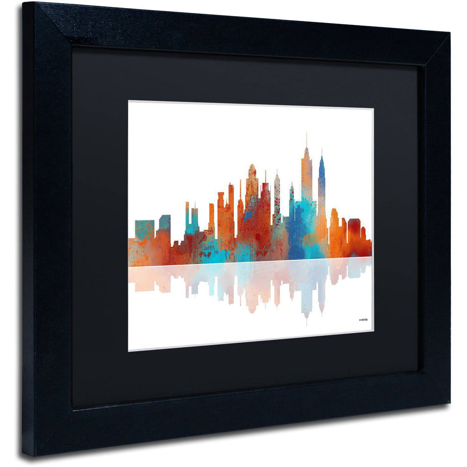Trademark Fine Art "New York New York Skyline 2" Canvas Art by Marlene Watson Black Matte, Black Frame