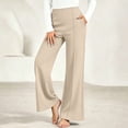 thumbnail image 4 of Miluxas Women's High Waist Seamed Wide Leg Pants Tummy Control Business Casual Loose Trousers with Pockets Summer Pants for Daily Outings Khaki, 4 of 9