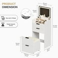 thumbnail image 2 of Gurexl Fluted Small Vanity Desk with Mirror and Lights, 3-in-1 Compact Makeup Vanity Set with Hidden Storage Stool, Mini Dressing Table with 3 Drawers, Gift for Little Girls/Kids (White), 2 of 9