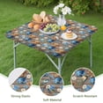 thumbnail image 4 of Brown Highland Cow Blue Bucket Flower Pattern Square Fitted Tablecloth with Elastic Edge,Square Table Cover,Washable Elastic Table Cover for Home Kitchen Party Decor 34"x34", 4 of 6