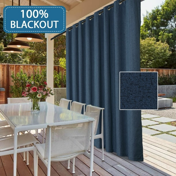 Extra Long And Wide Outdoor 100% Blackout Curtains Rich Textured 