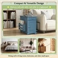 thumbnail image 7 of Narrow End Table with Flip Top Charging Station, Sofa Chair Side Table with USB Ports Power Outlets, Nightstand with Cup Holders & Bookshelf, for Small Spaces Living Room Bedroom, Navy Blue, 7 of 7