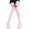 thumbnail image 4 of Yoetaun Women's Thigh High Stockings Red Bowknots & Heart Dots Over the Knee Socks Sheer Nylon Stockings for Daily Wear Cosplay White, 4 of 9